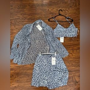 NWT Zara skirt L, top size M and medium sheer button up
